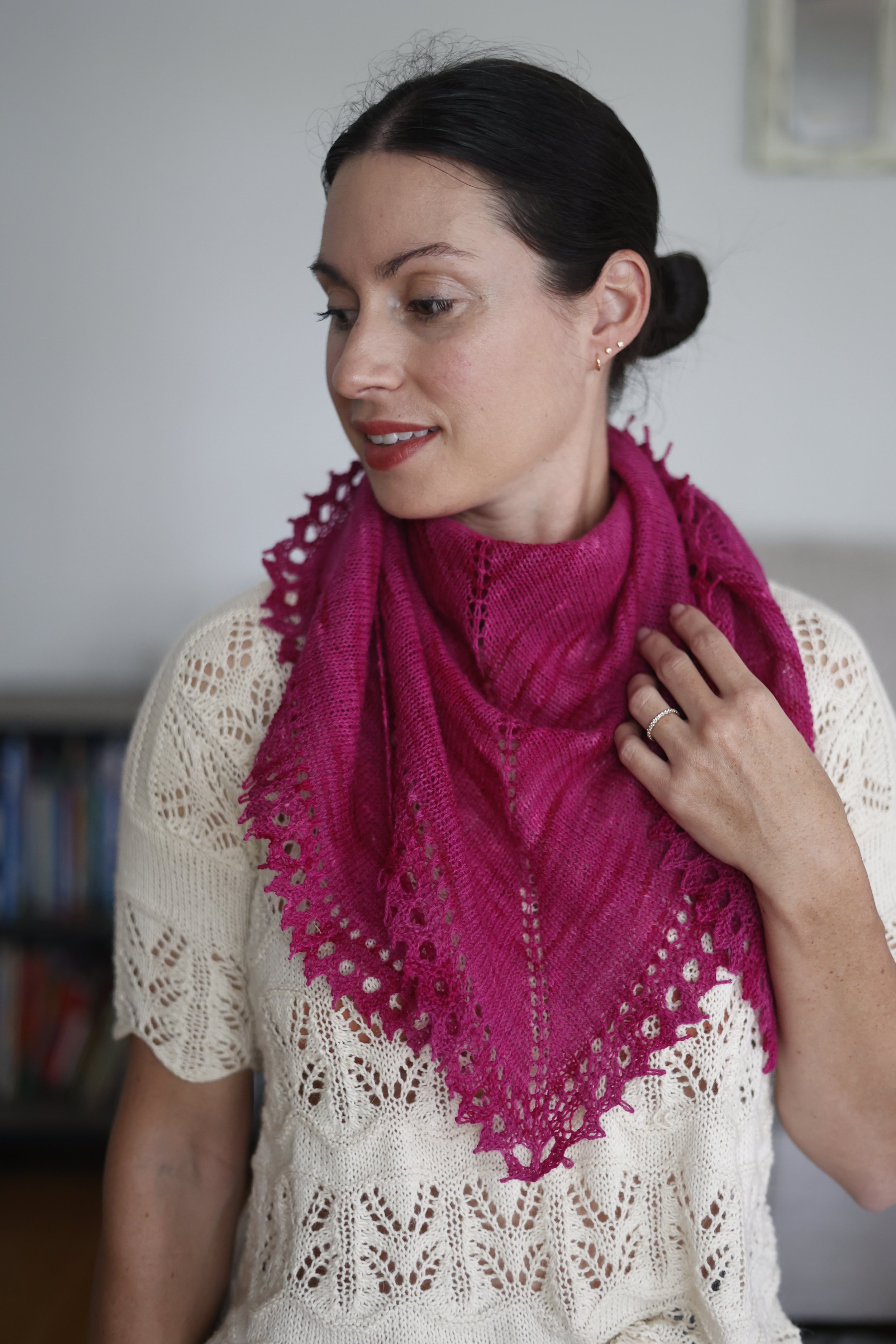 Crochet Triangle Lace Shawl 