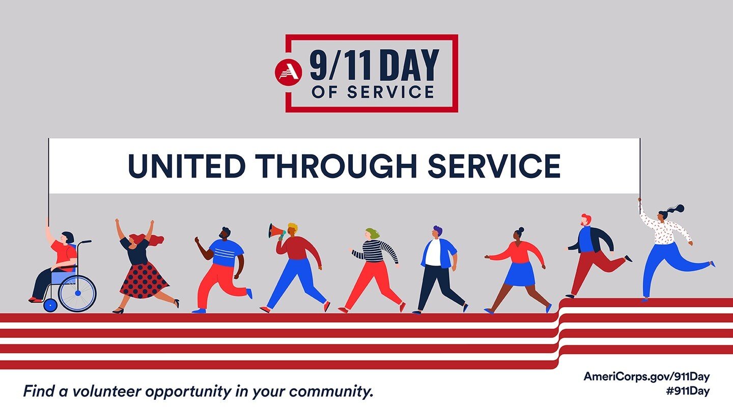 United through Service
On 9/11, we will work together in unity, side by side to serve our communities. Follow @AmeriCorps and @911Day to find your way to make a difference with:

✅ volunteer opportunities near you;
✅ planning resources for service pr