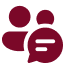 two people icon with a speech bubble in front of them