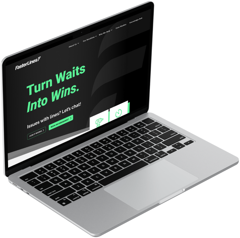 FasterLines Homepage Laptop Mockup
