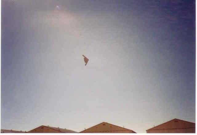 Here is a B-2 flyover of the SR-71 Shelters at Beale AFB.