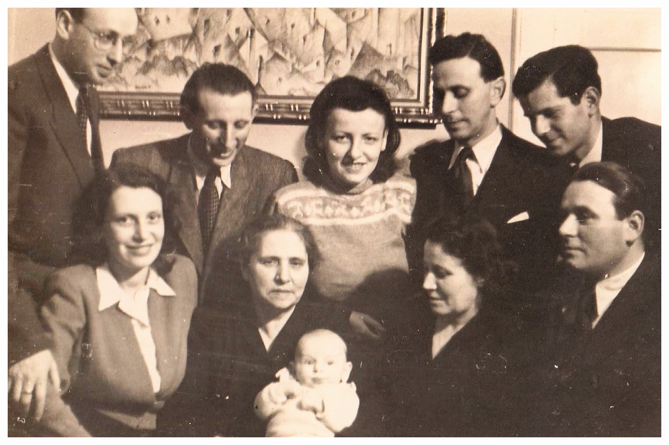 Kovary family survivors with first post-war grandchild, c. 1947