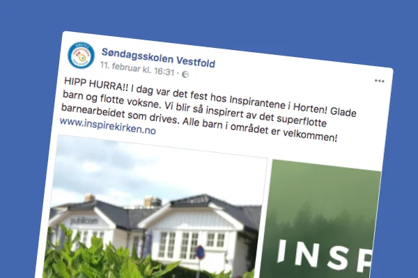 Hyggelig hilsen fra Søndagsskolen Vestfold på facebook
