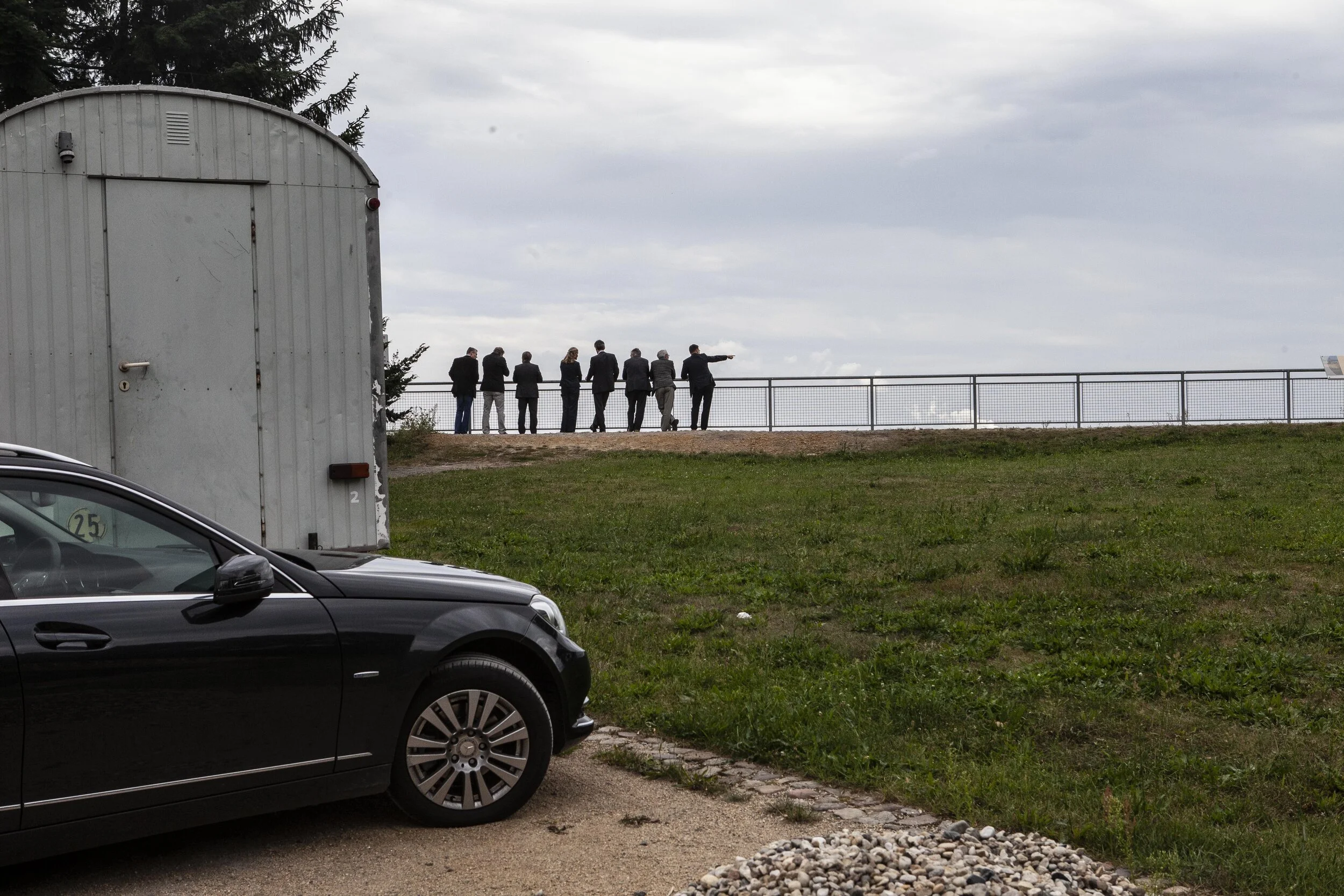VATTENFALL (MINE OPERATORS) EXECUTIVES MEETING OVERLOOKING STRIP MINE