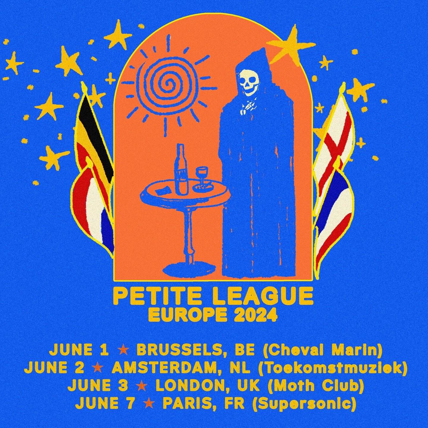 🇪🇺🚨
We&rsquo;re *FINALLY* coming to Europe!
First week of June 2024

🇧🇪&nbsp;6/1 Brussels, BE @chevalmarin_brussels FREE SHOW
🇳🇱 6/2 Amsterdam, NL @toekomstmuziek.venue 
🇬🇧 6/3 London, UK @mothclub
🇫🇷 6/7 Paris, FR @supersonicclub FREE SHO