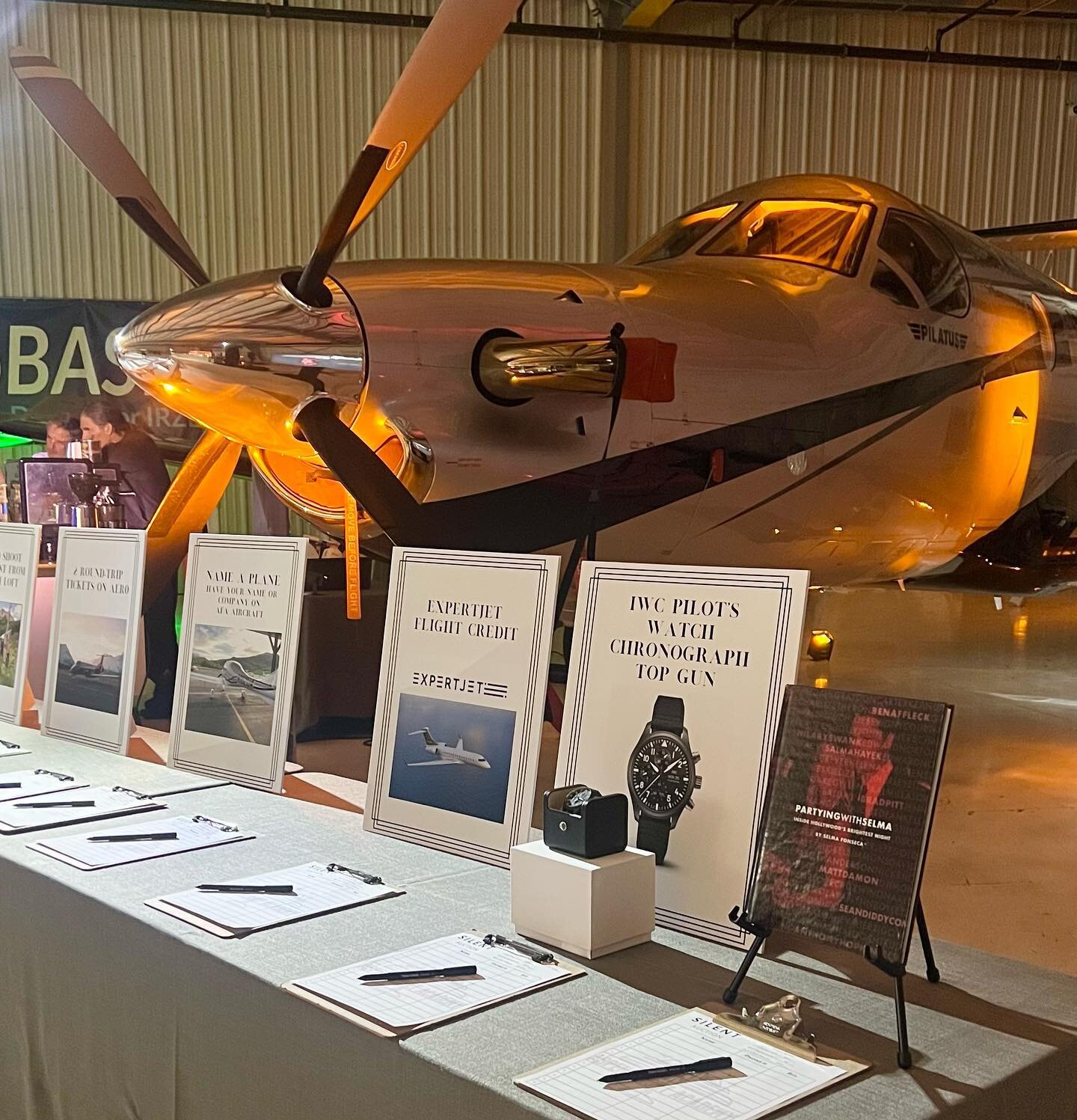 My book PartyingWithSelma: Inside Hollywood&rsquo;s Brightest Night made an appearance at @aspenflightacademy Gala with some incredible Private Jets at @aspenairport hanger, fabulous night! #PartyingWithSelma #NoOneStopsSelma #aspen #privatejet #priv