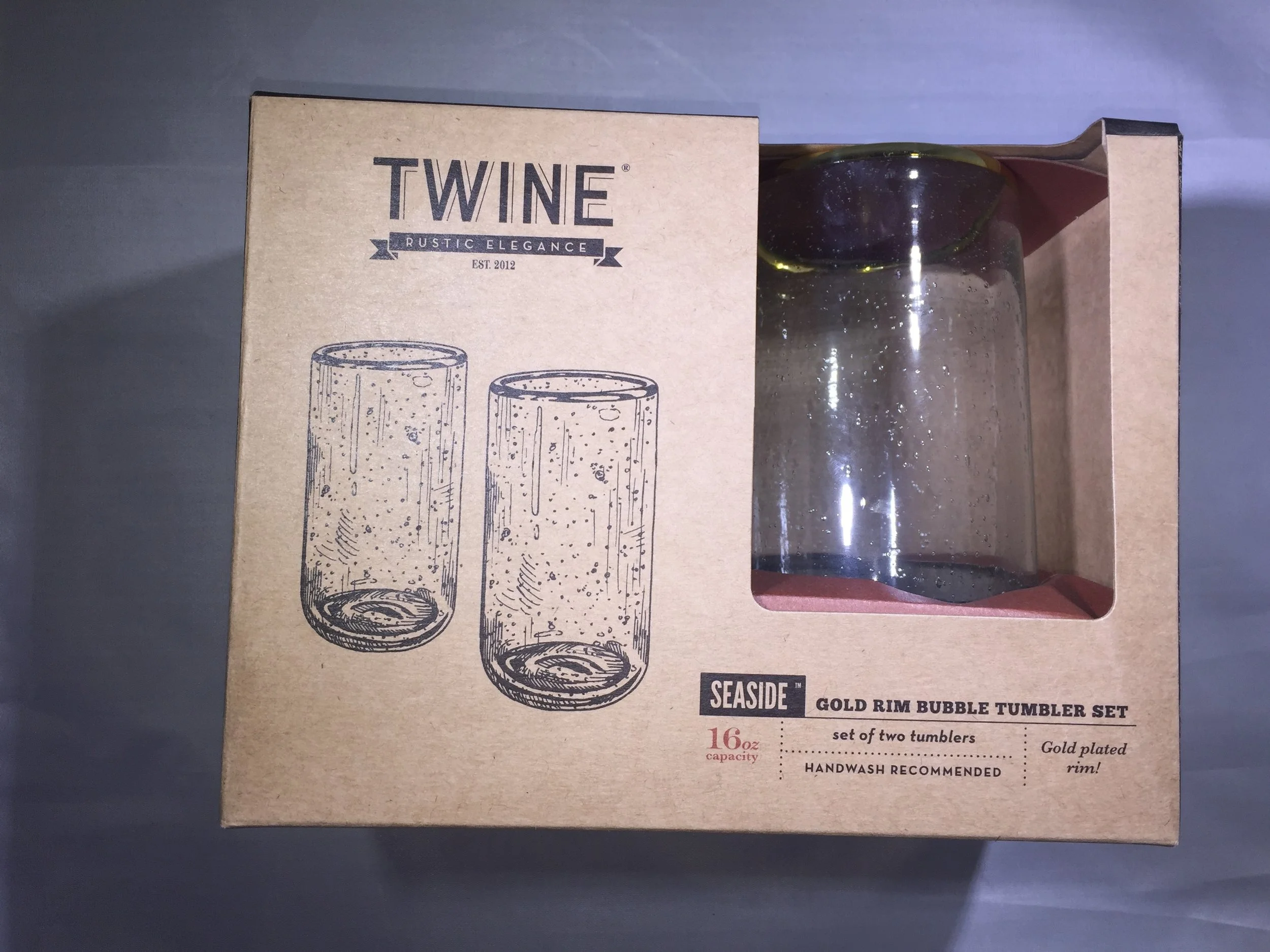 Twine Gold Rim Glass Tumbler Set 16oz