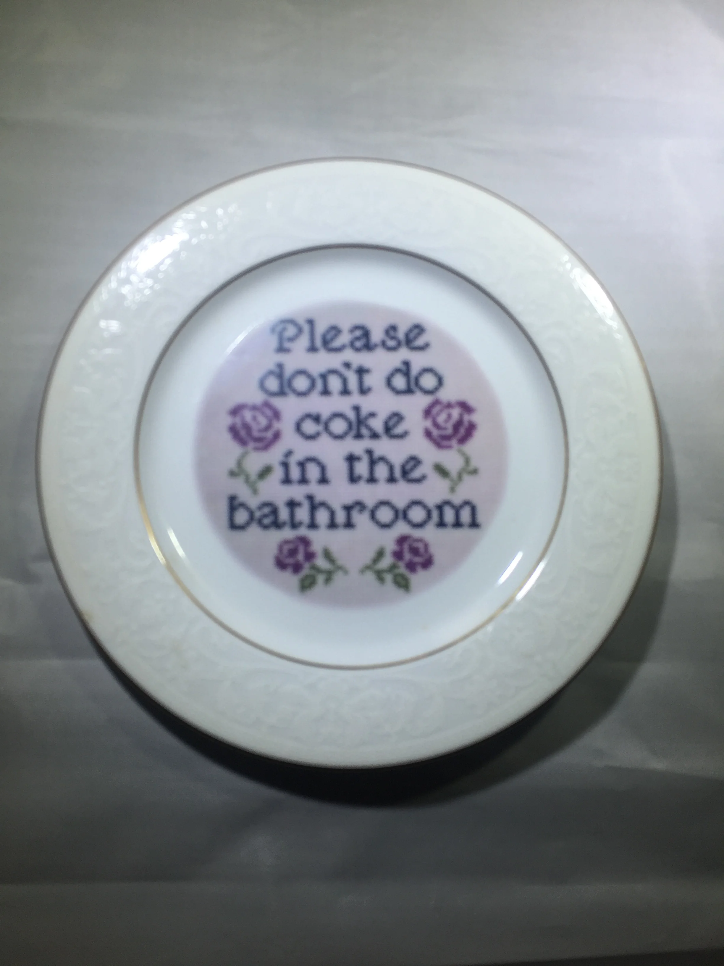 Please don't do coke in the bathroom Decorative Plate 