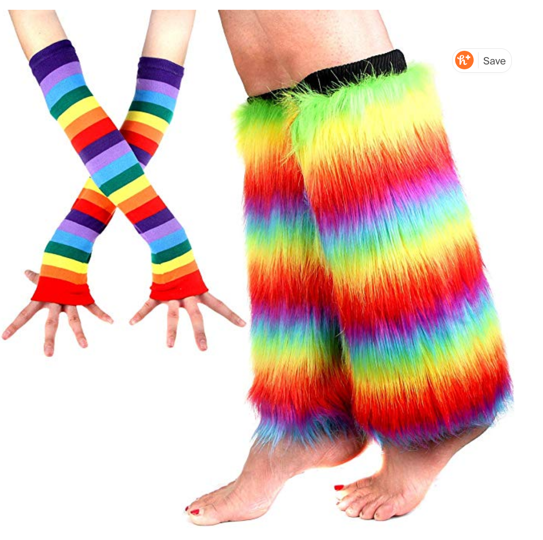 Furry Rainbow Legwarmers $20