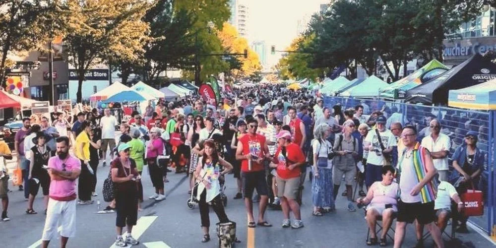 Enjoy New West Pride’s Street Festival Aug 17 3:00 - 8:00 pm. Live entertainment, marketplace, and street food. Photo: Ted Mason, Eventbrite