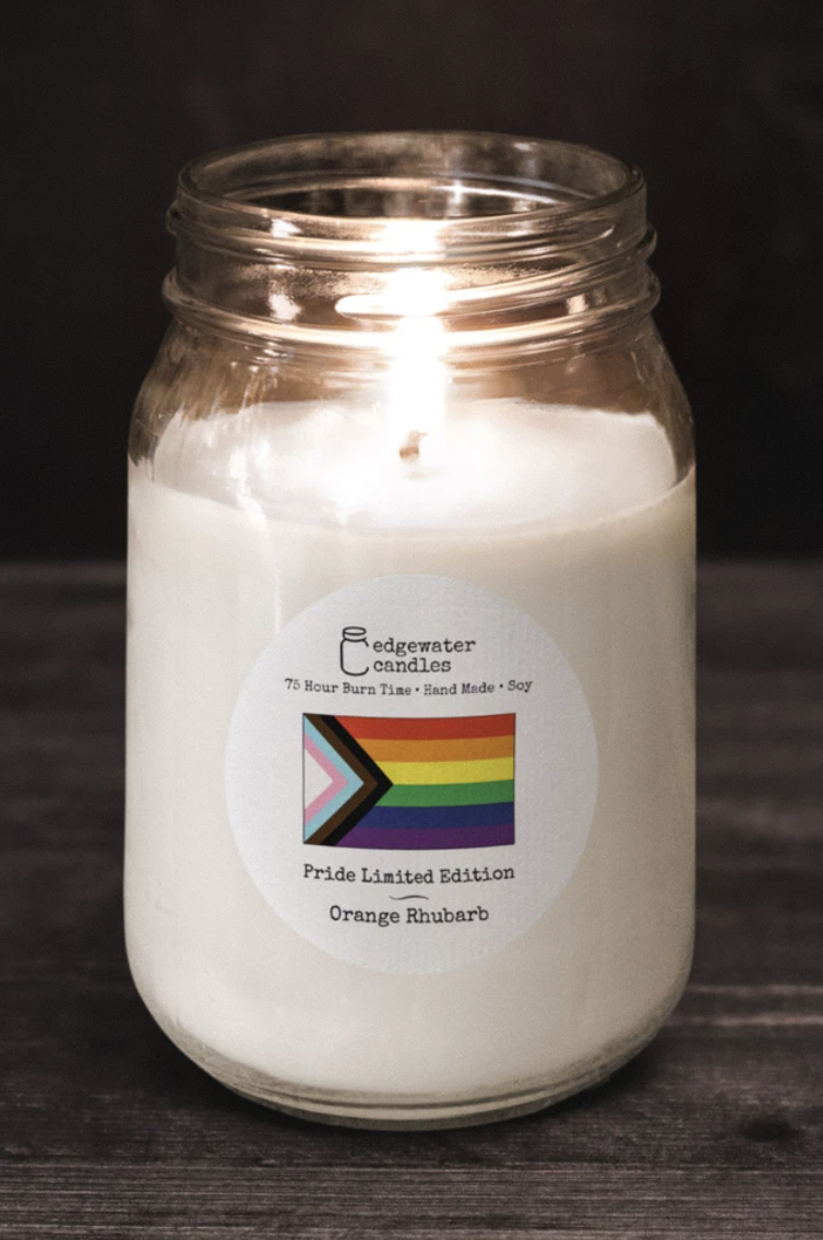 Edgewater Pride Candles, w/ choice of flag. $30