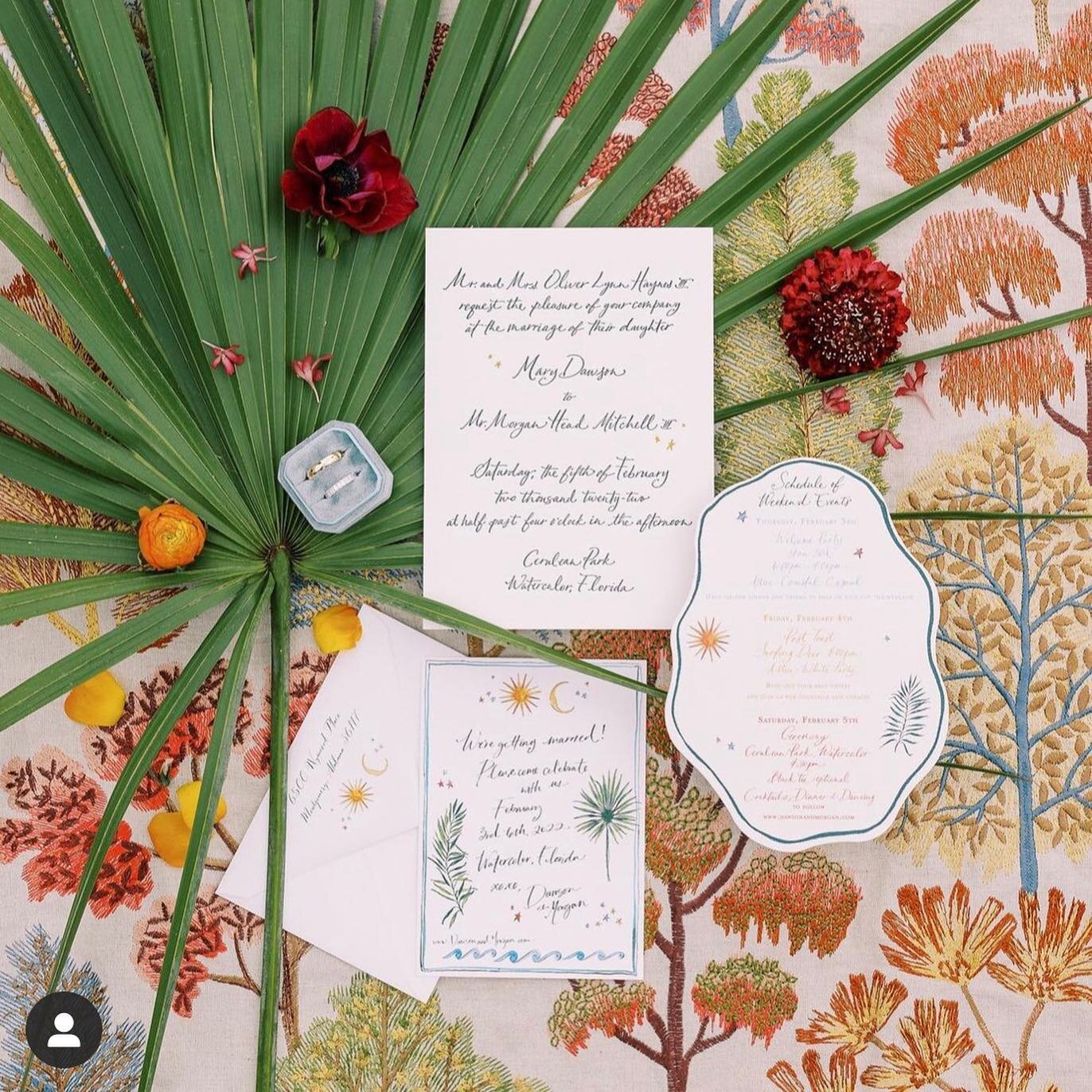 An absolute honor to create this &ldquo;tropical party in an envelope&rdquo; for the one and only @dawson__haynes @eastonevents @erickelley @overthemoon @lauralinescalligraphy