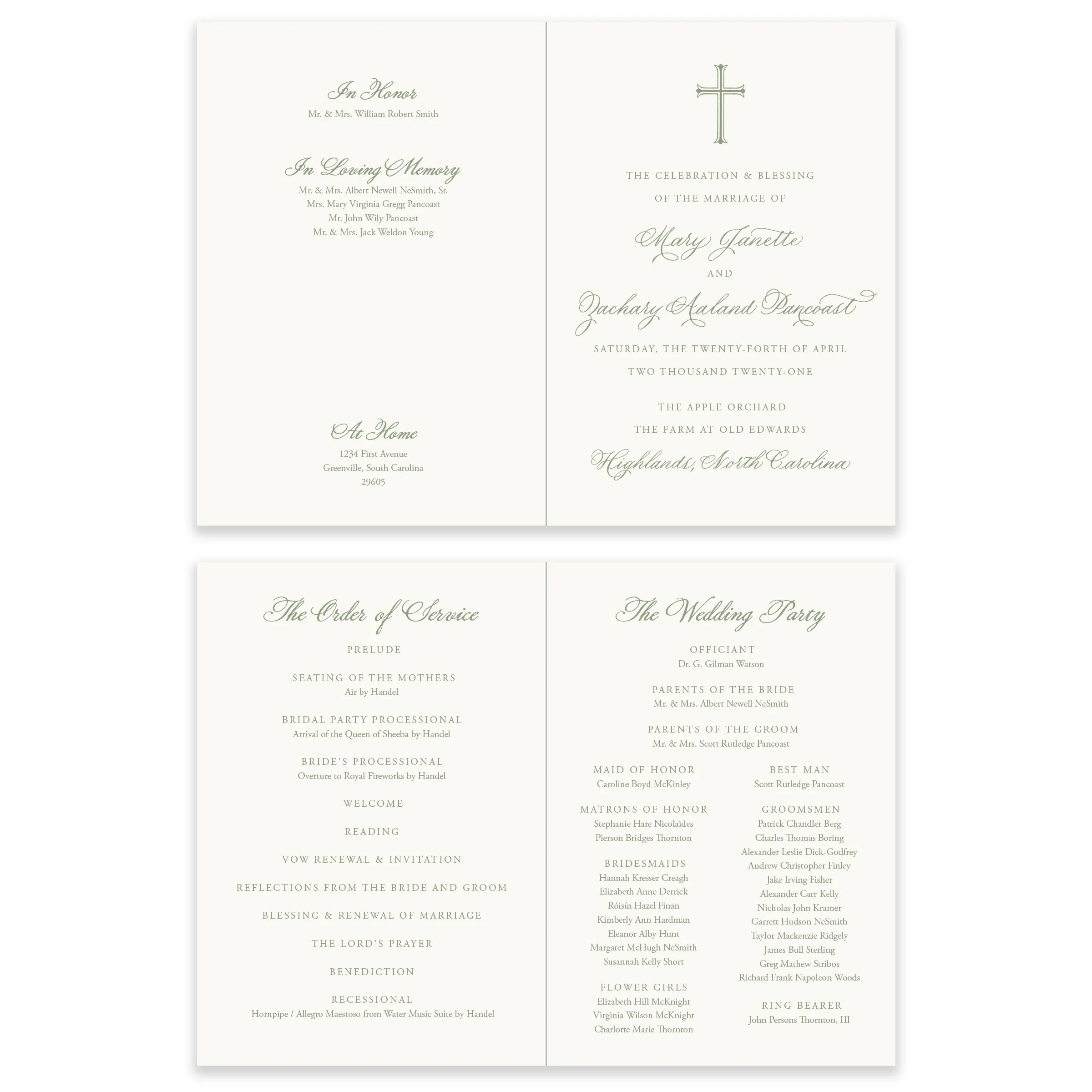 Wedding Program Bifold Dear Elouise