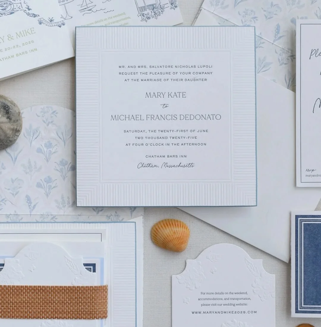 The design was intentionally minimal, but the textures took your breath away! Mary and Mikes wedding suite truly set the tone for their big day on the cape with that fresh coastal air.