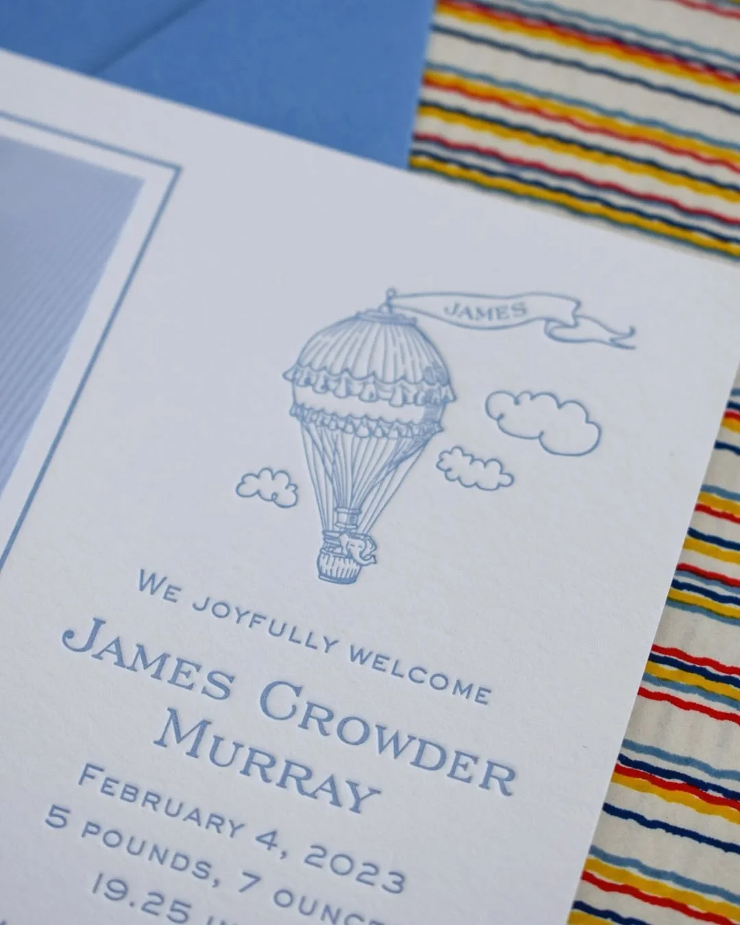 We love the symbolism behind our adorable hot air balloon illustration &mdash; joy, wonder and a whole new adventure. Perfect for birth announcements and stationery to celebrate a baby girl or boy!