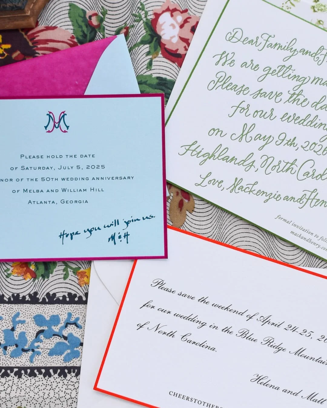 Note the Date! Save the Dates that seem more like personal notes through wording and design is such a trend we love seeing more of! Here are a few examples. Each different, yet have that personal note-like feel.