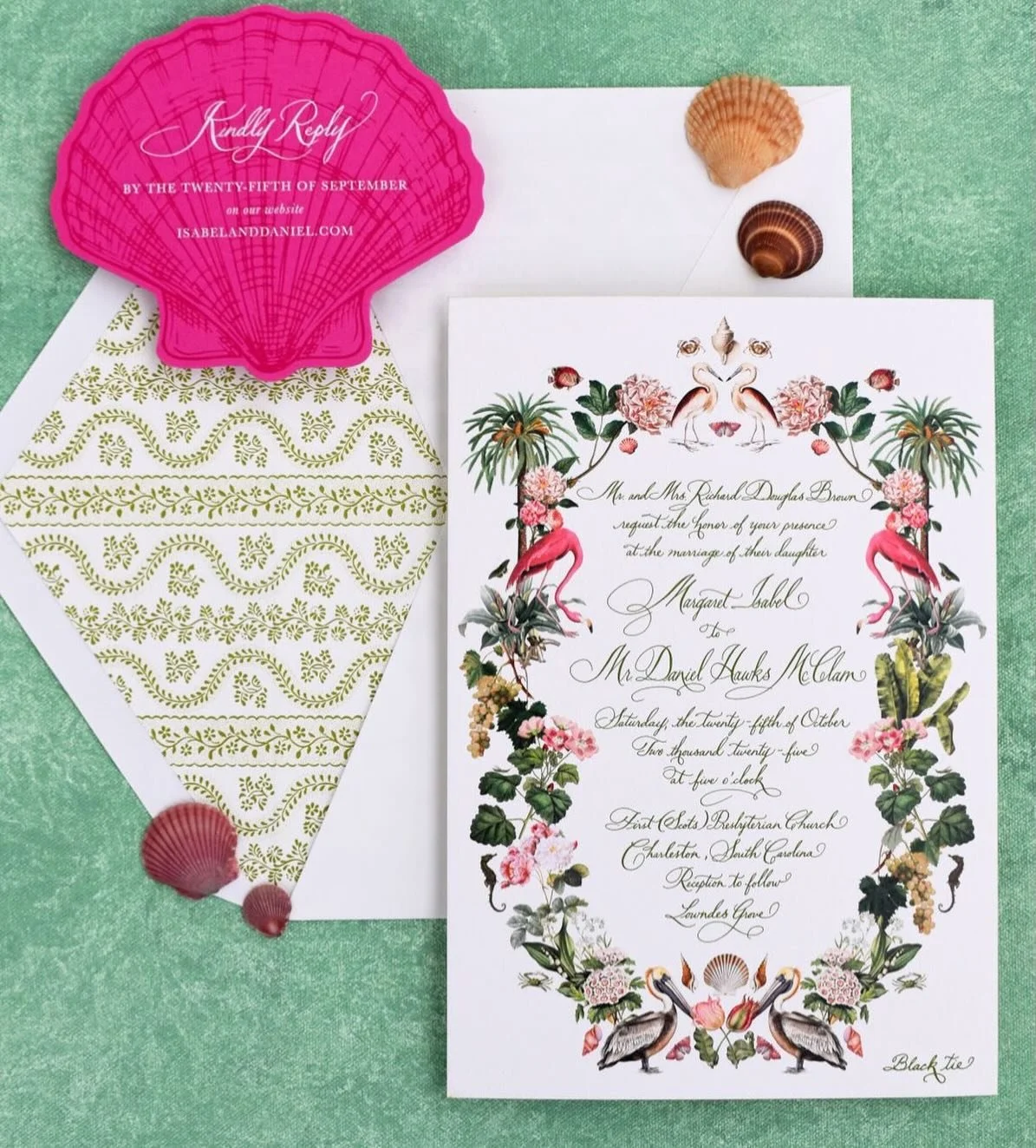 We take a short break from our regularly scheduled 12 Days of Holiday Cards to bring you some tropical vibes!! Mele Kalikimaka 🌲!! Calligraphy by @tarajonescalligraphy and artwork by the bride herself!!