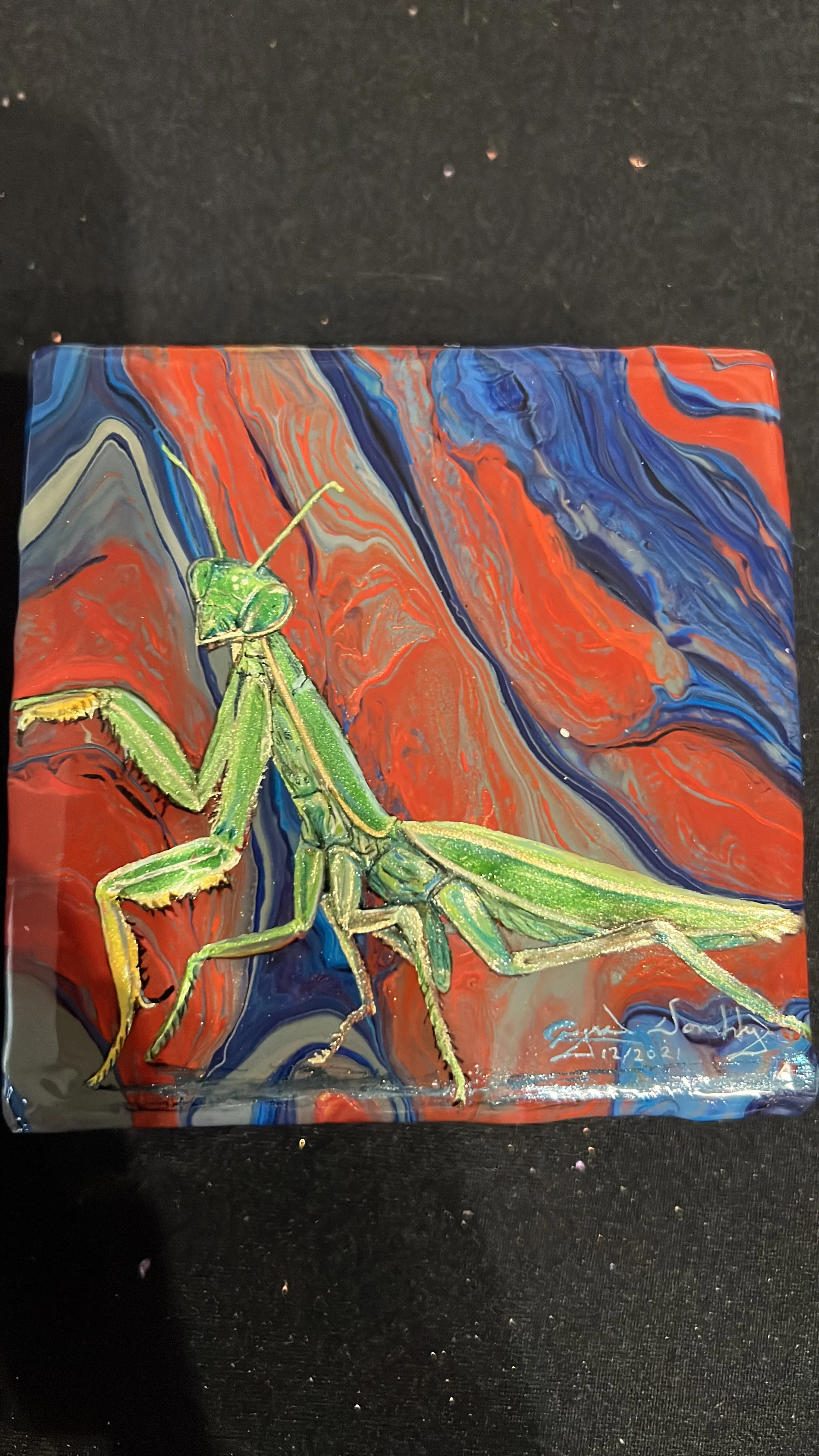 Preying Mantis - Original Mini Painting