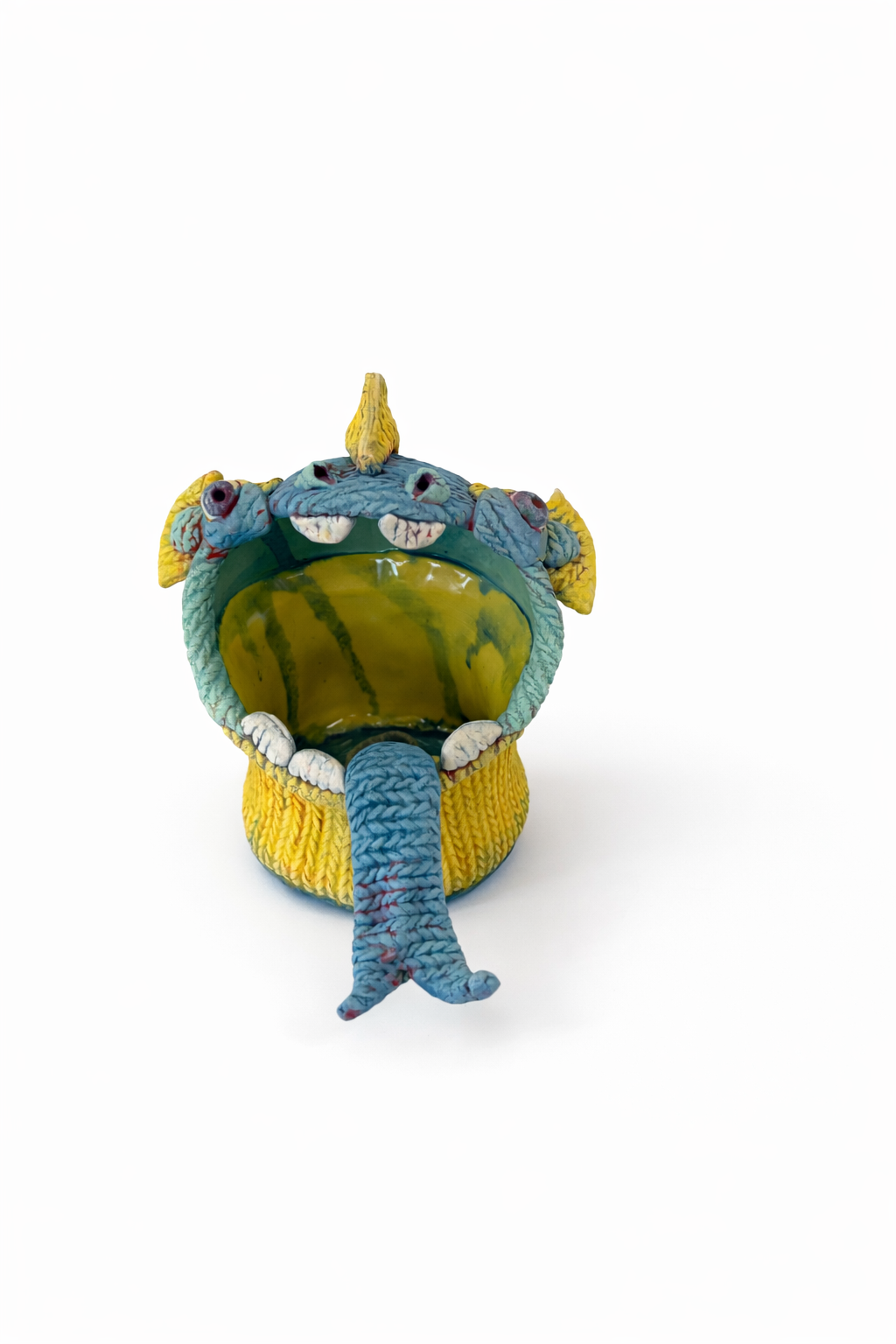 Yellow, Blue and green Monster Salt Pig