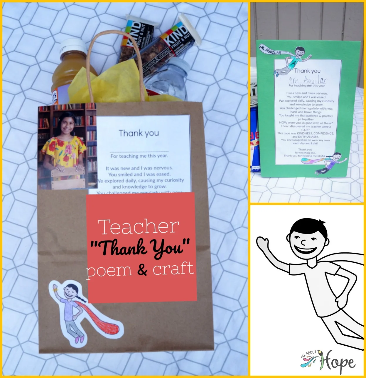 Teacher Craft, Coloring Craft, Teacher Poem, Thank You Poem, Teacher Appreciation Gift, Teacher Appreciation Week, End of Year Teacher Gift