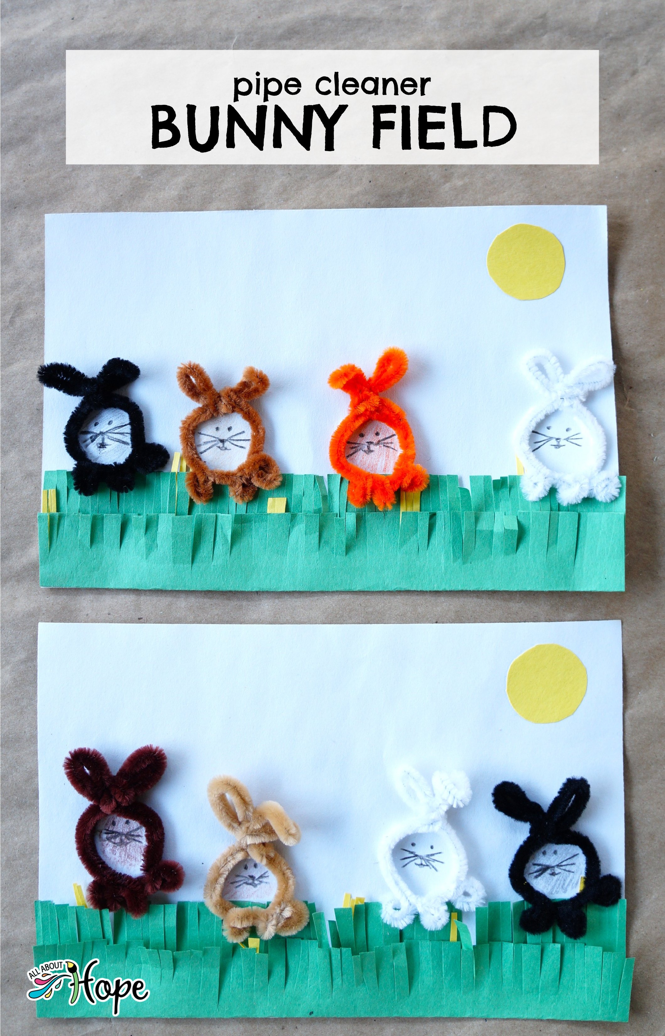 Pipe Cleaner Bunny Field