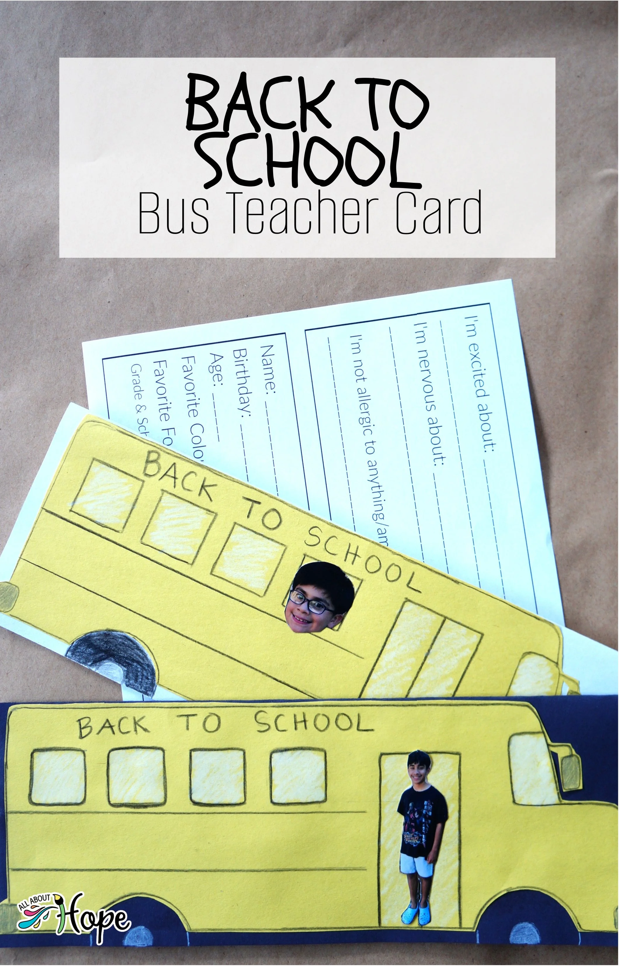 BACK TO SCHOOL Bus Teacher Card
