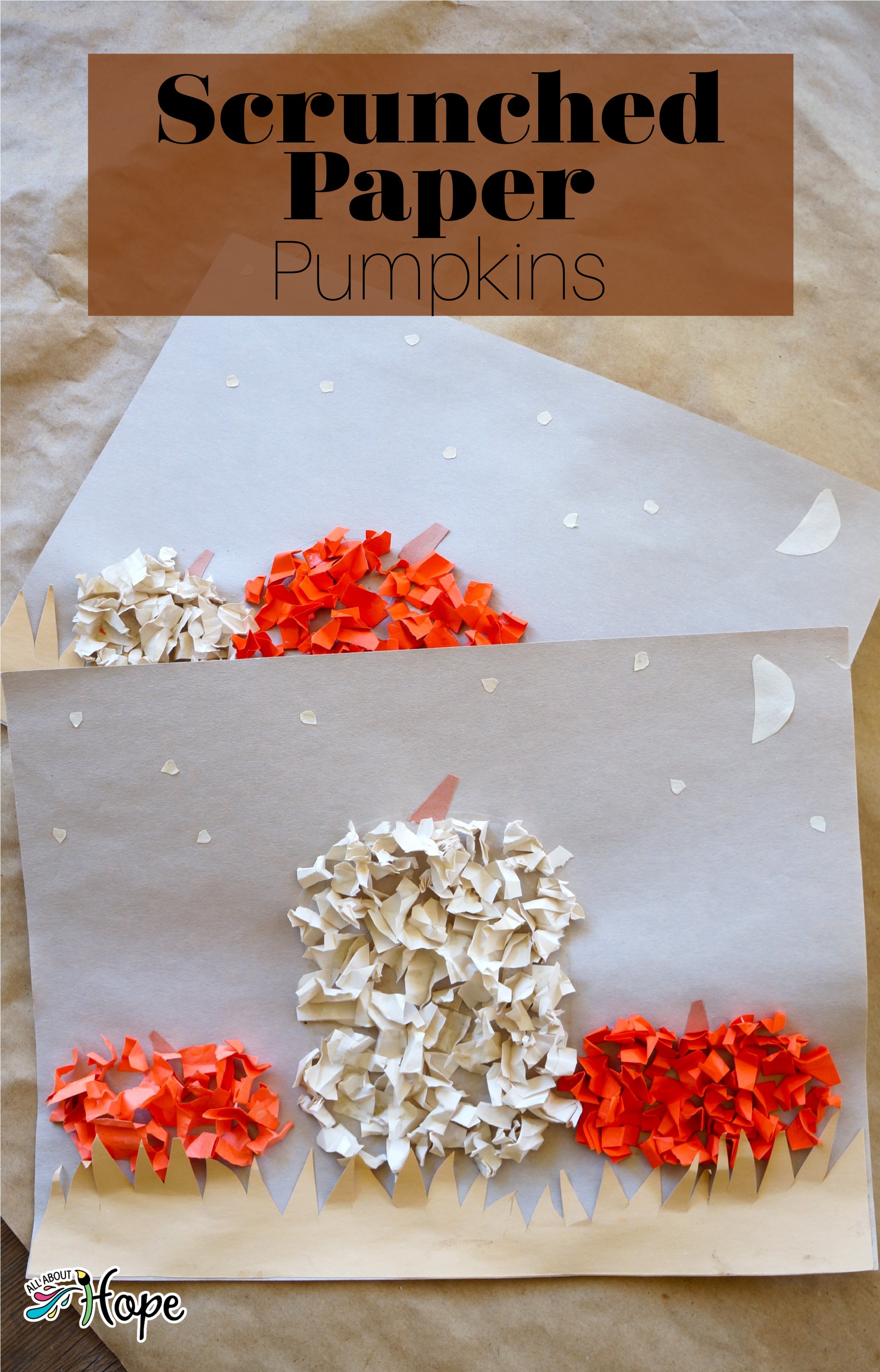 Scrunched Paper Pumpkins