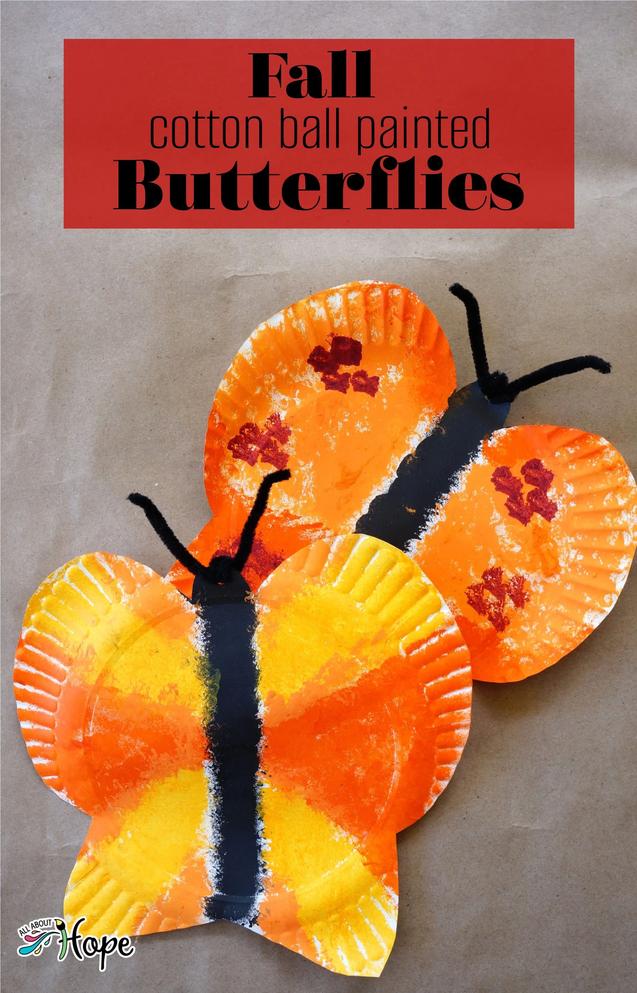 Fall Cotton Ball Painted Butterflies