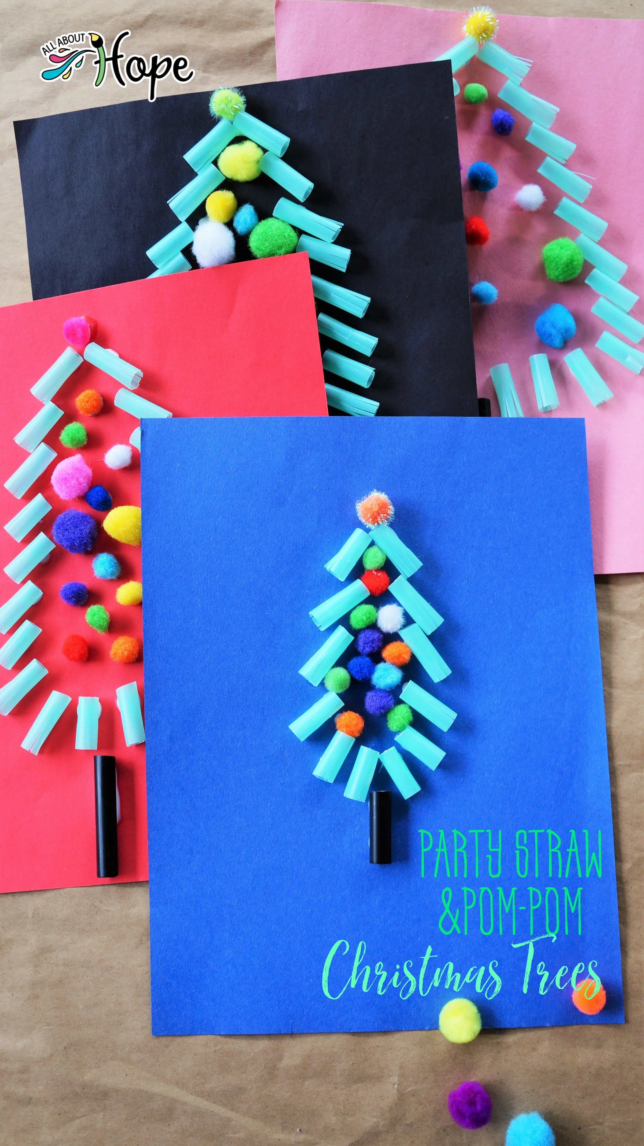 Party Straw & Pom-Pom Christmas Tree — All About Hope