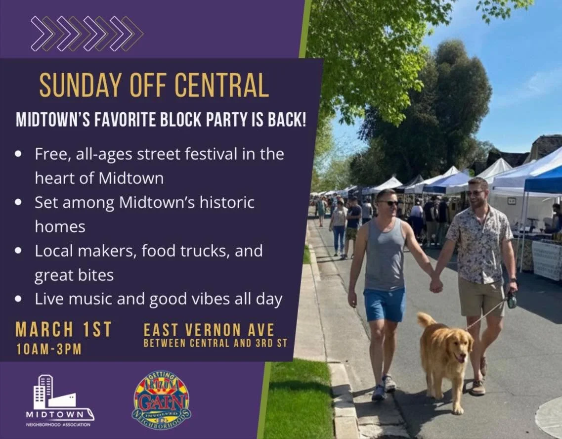 We&rsquo;re just two and a half weeks away from Midtown&rsquo;s favorite event of the year, Sunday Off Central!

The event is free and there will be local makers, food trucks, and good vibes. We can&rsquo;t wait to see you all there!

Sunday, March 1
