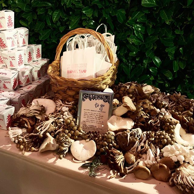 Now we're talking! Our mushrooms were used as wedding centerpieces by florist @sachiandmaja then taken home as wedding favors at the #mushroomwedding! (And also served at dinner of course.) 🍄#weddingfavors #weddingfood #mushrooms #mycopiamushrooms #