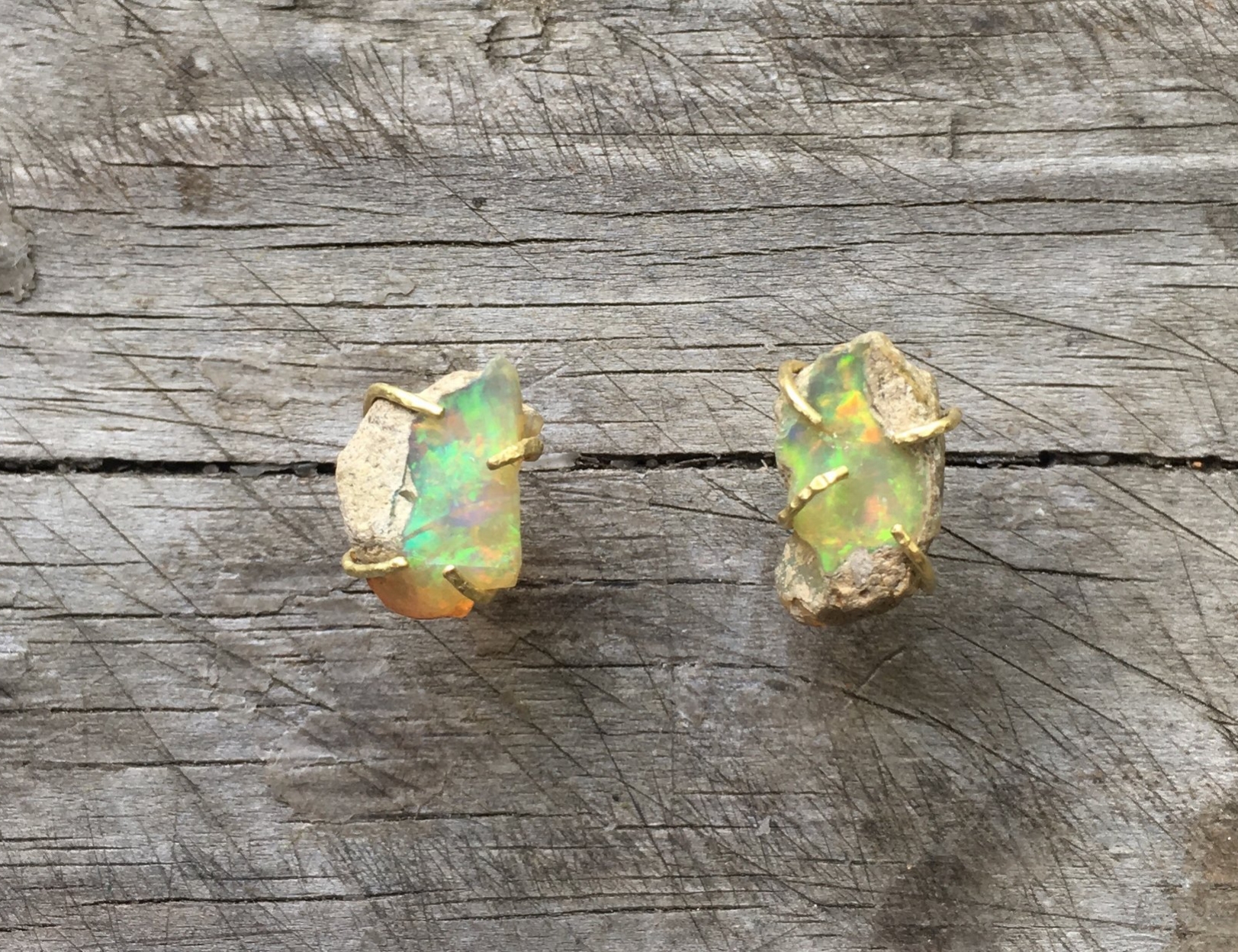 Rough opal earrings