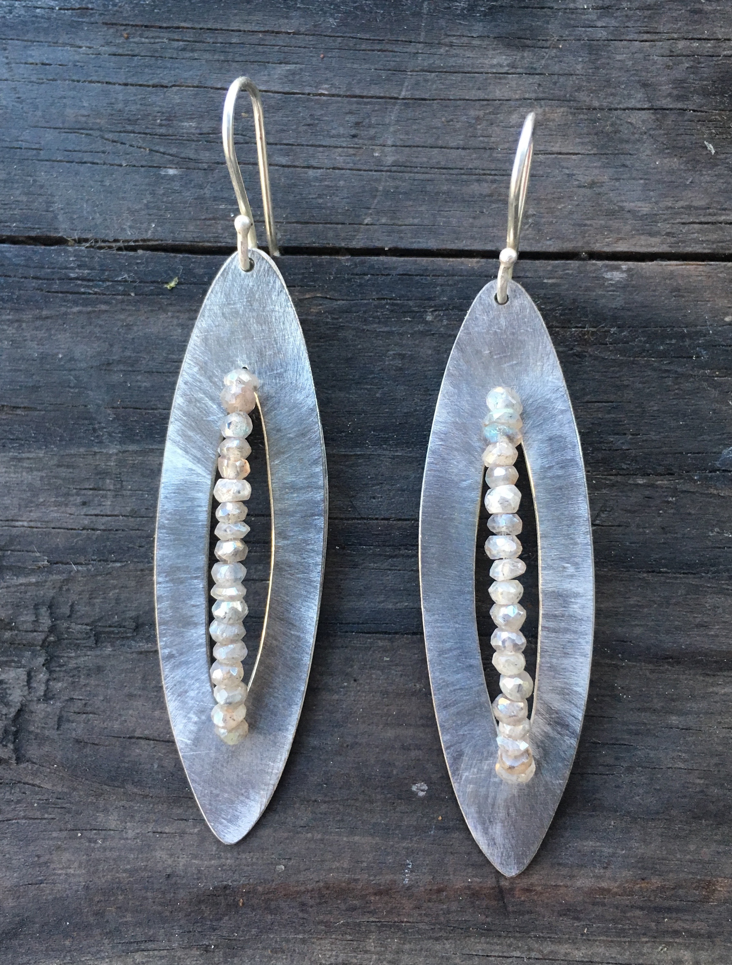 Labradorite, oxidized silver earrings
