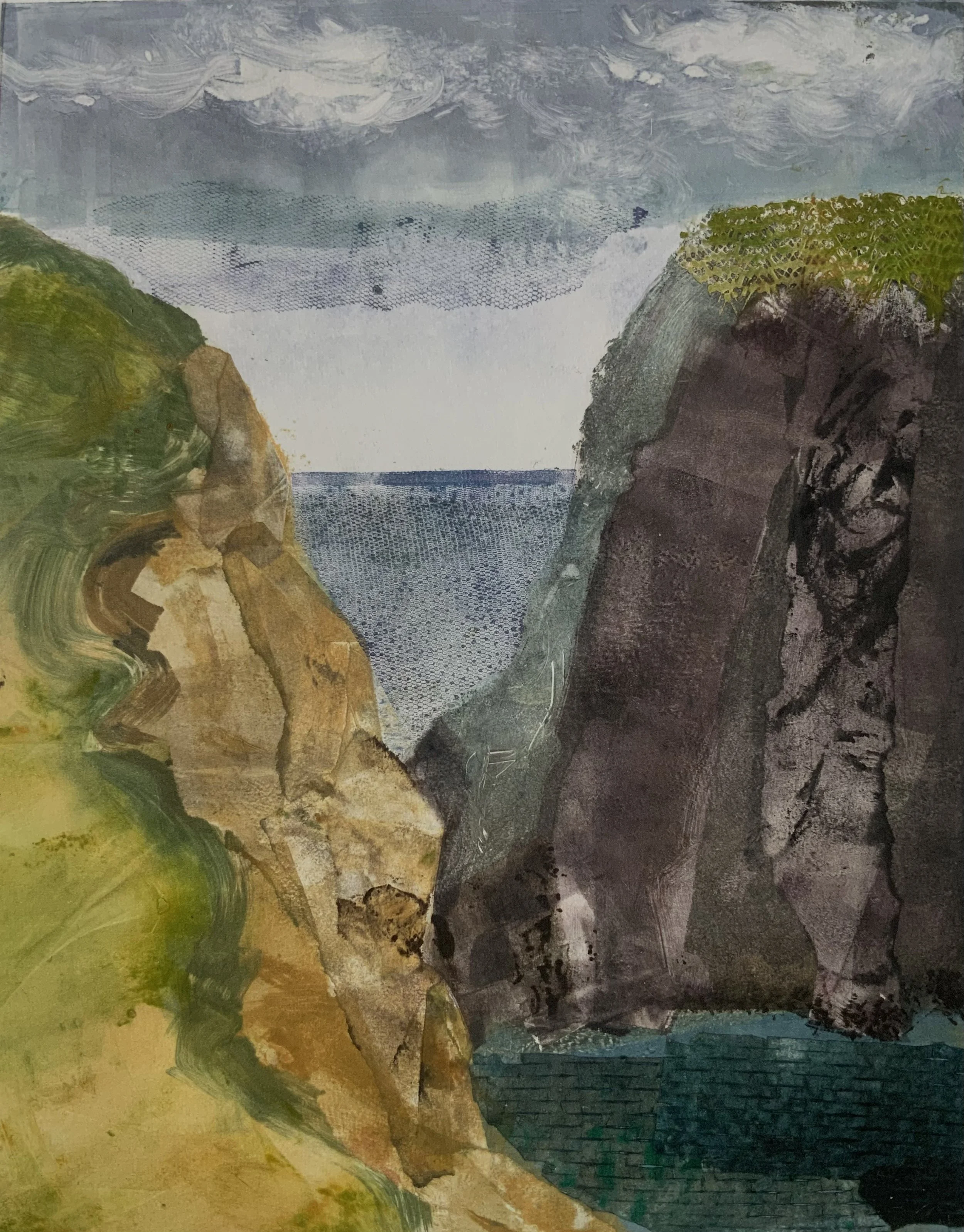 Benwee Head II, 2025, monotype, 12x15 in