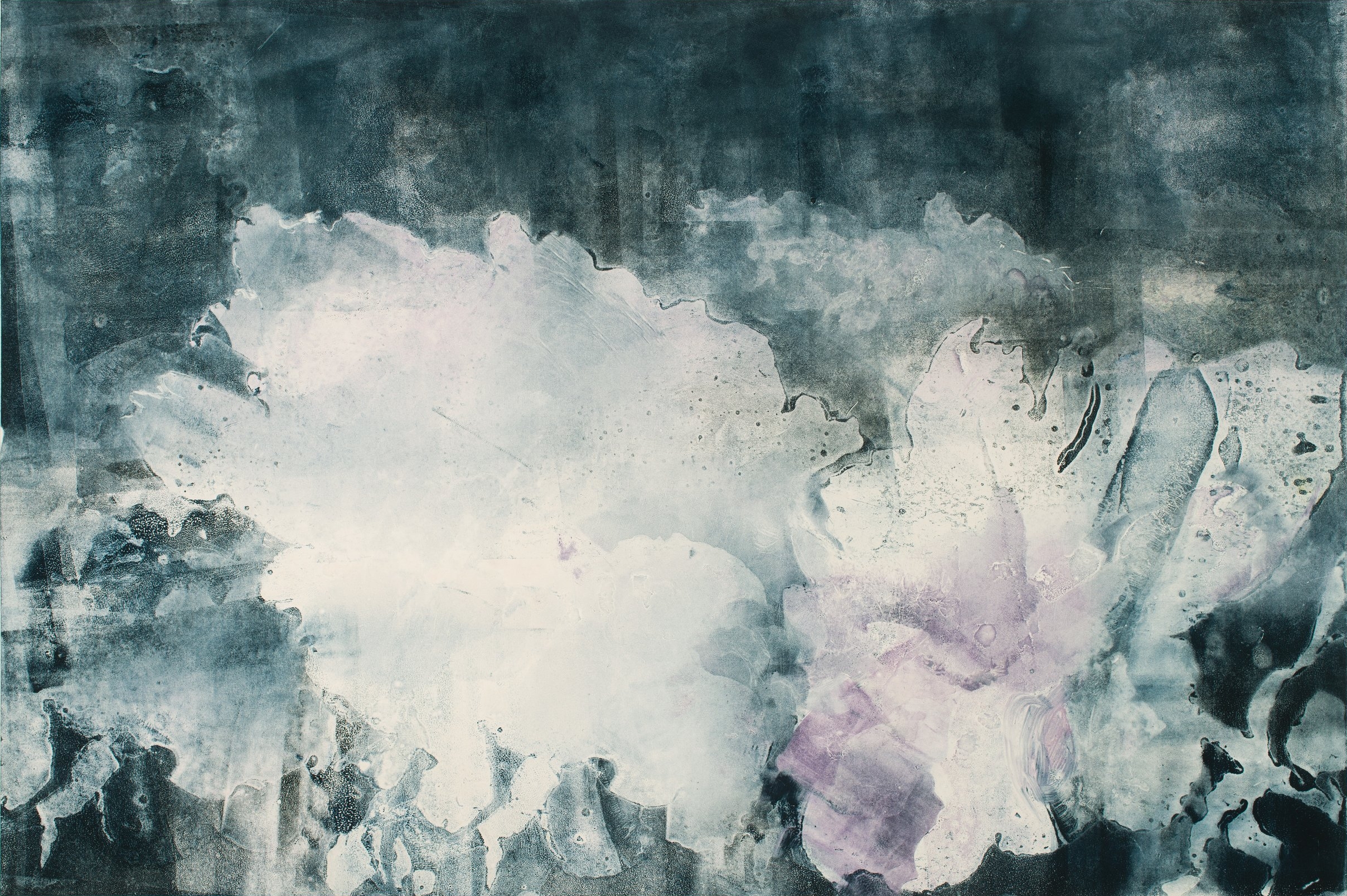 Flow Blue Roses, 2017, monotype, 22" x 30"