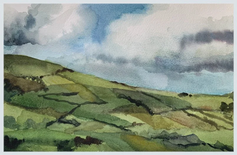 View from Ballinglen, 2025, watercolor, 8"x12"