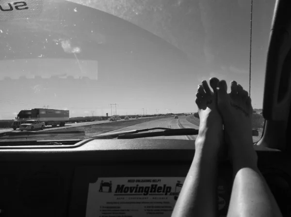 Feet on the dashboard, full road trip mode. Somewhere in Arizona, March 2018.