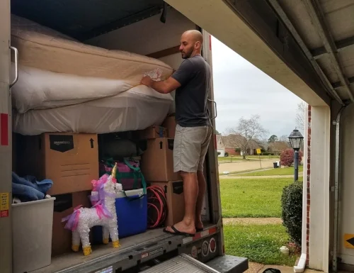 Securing the final mattresses and unicorns for the move, late February 2018.