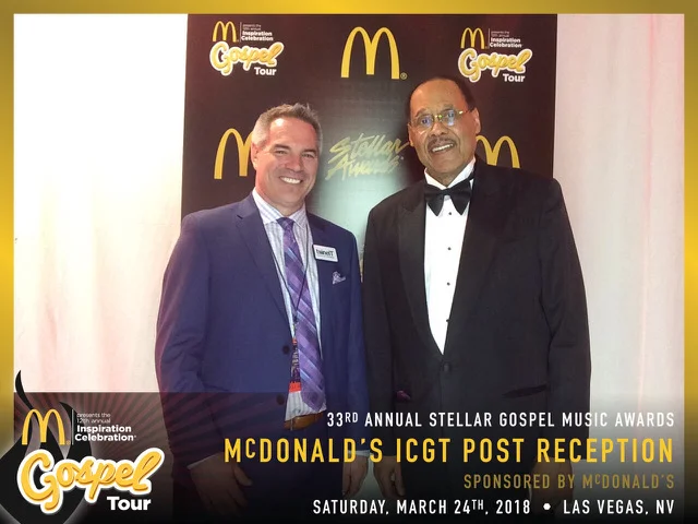Jon Hawker (twineIT CEO) and Don Jackson (Central City Productions CEO) at the Stellar Awards McDonald’s Inspiration Celebration Gospel Tour Post Reception