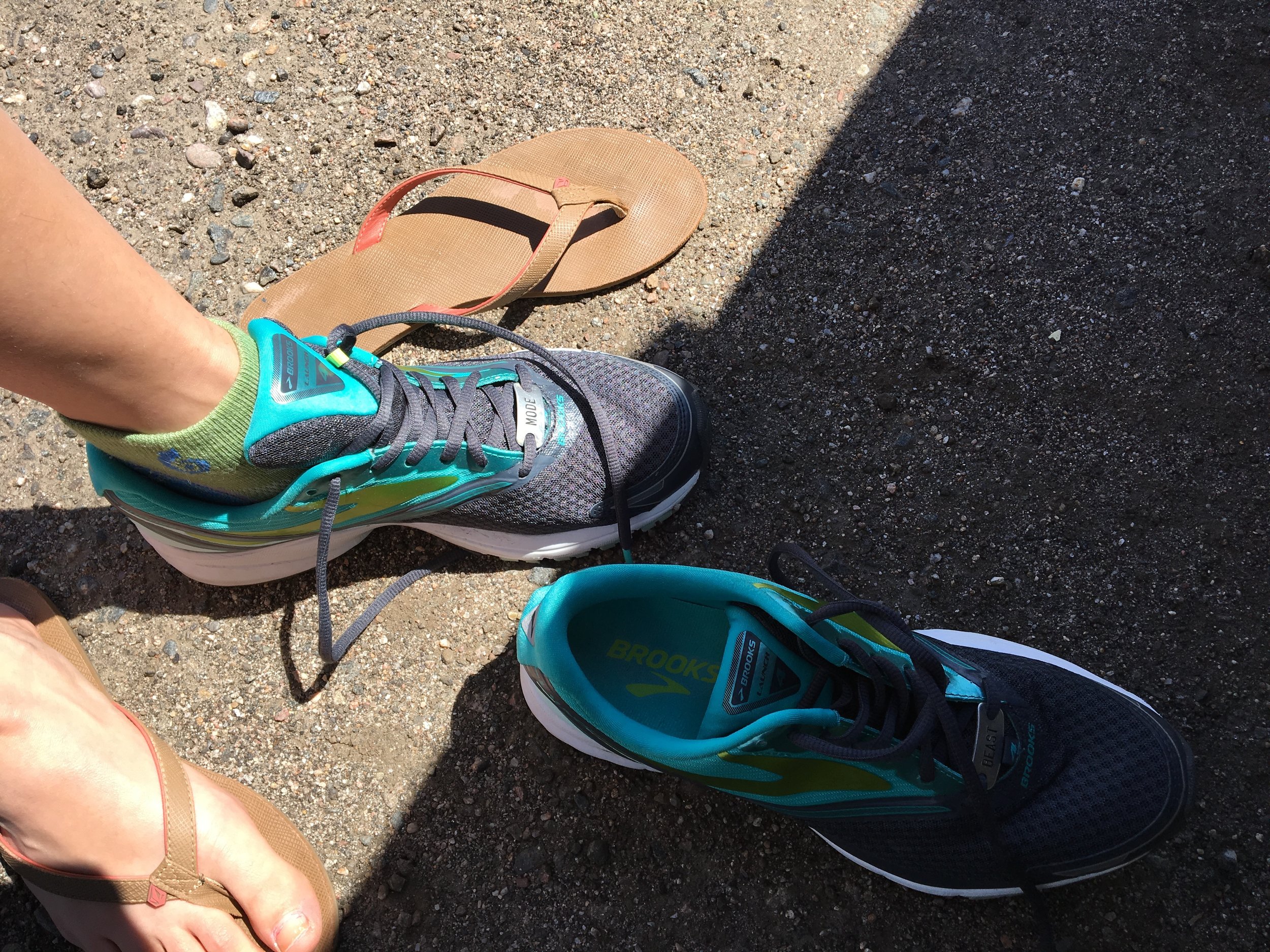 One sneaker on, one sneaker off- it's how I do.
