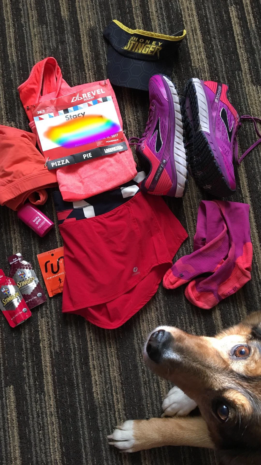 Flat Stacy ready to run her 4th 26.2 !