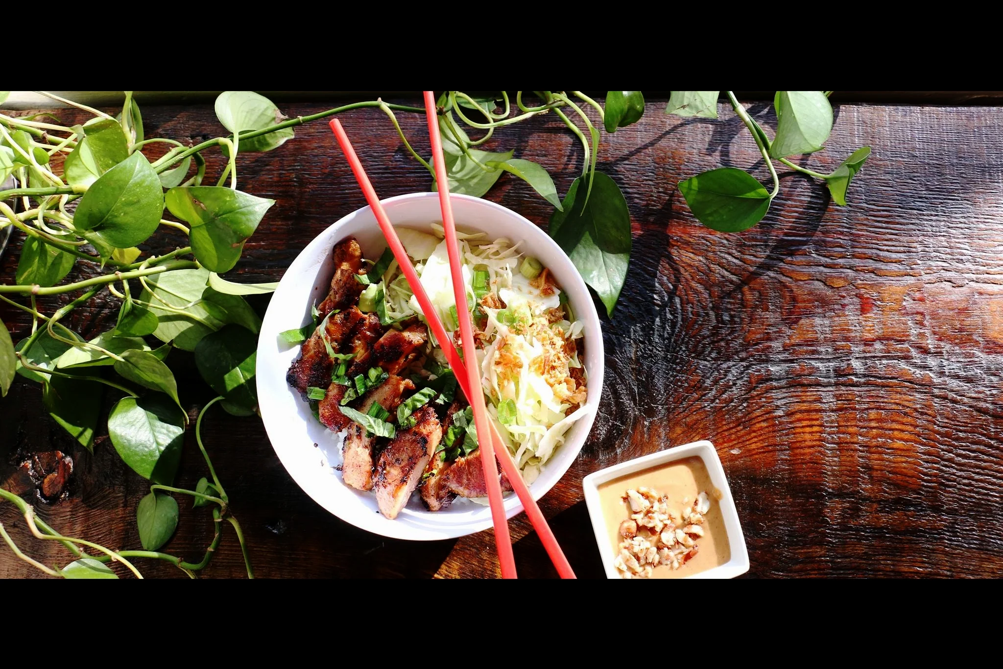 Nasi Ayam (Grilled Chicken atop Coconut Rice, Peanut Satay Sauce)