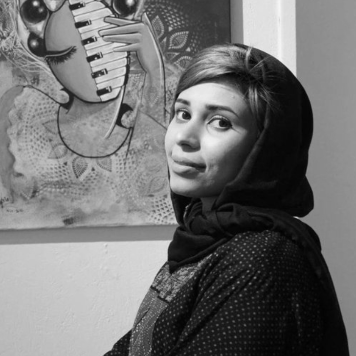 Shamsia Hassani (b.1988, Tehran, Iran) is an Afghan graffiti artist and a lecturer of Fine Arts at Kabul University, Afghanistan. She received her bachelor’s degree in Arts in 2010 and master’s degree in Visual Arts in 2014 from Kabul University. She is a co-founder of Berang Art Organization, an artist run group that promotes contemporary art and culture in Afghanistan through programs, workshops, seminars, and exhibitions. Through her artwork, she gives Afghan women power in a male dominated society.