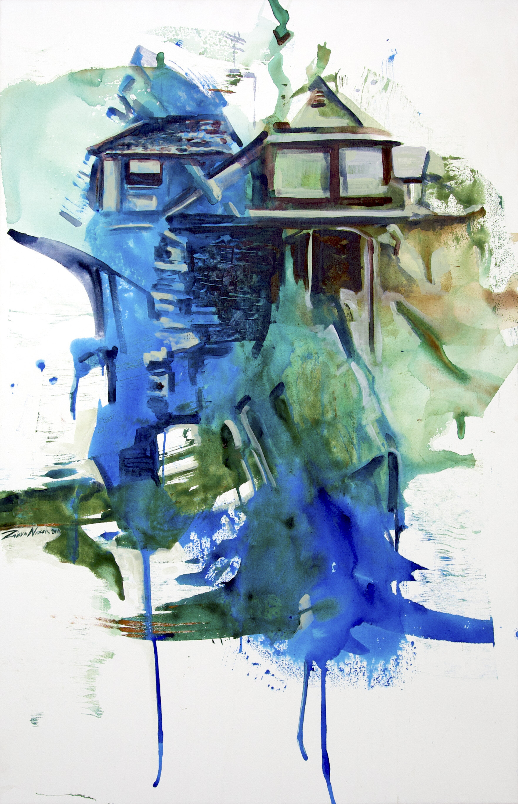 34. The House by the Water, acrylic on canvas, 56x36 inches, 2019.jpg