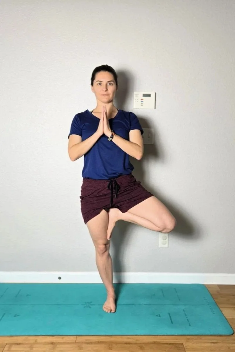 Tree Pose with Foot on Thigh and Hands at Heart