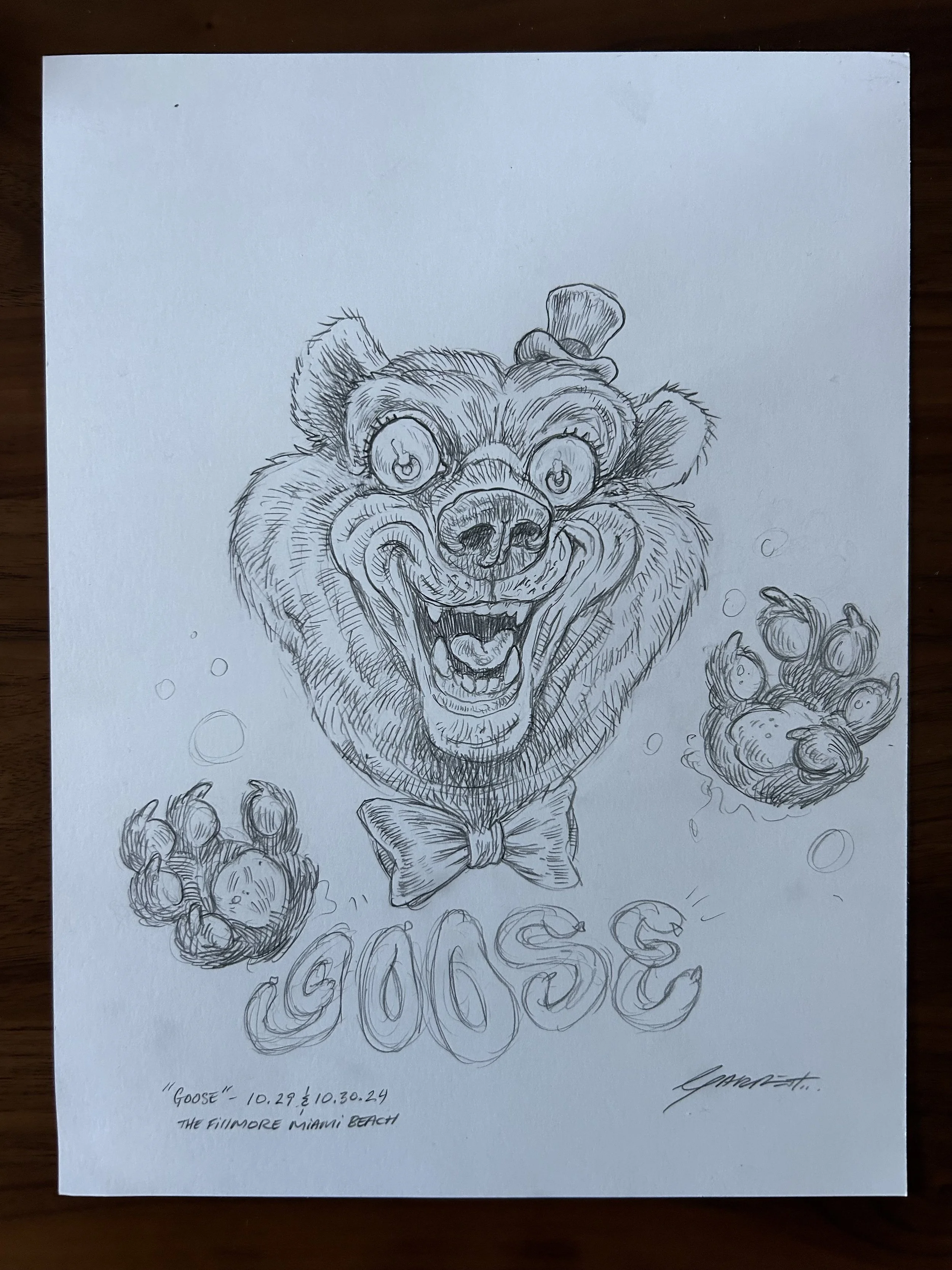 "Circus Bear" Pencil Sketch -  Goose - The Fillmore Miami Beach