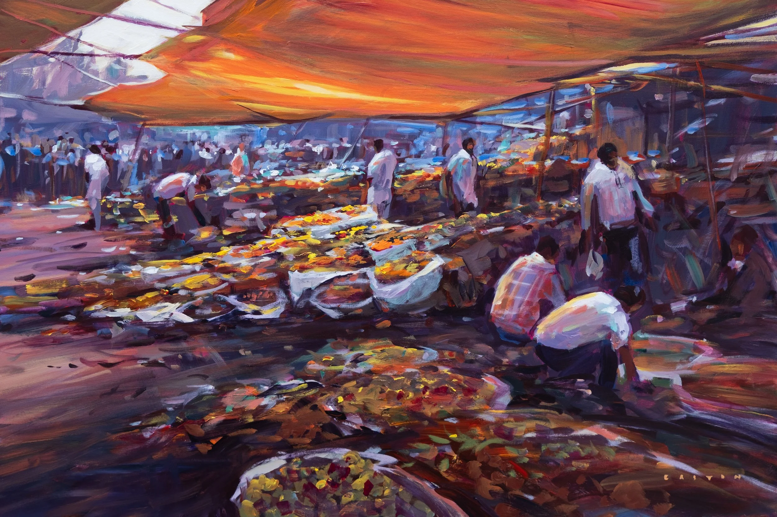 The Flower Market, Jaipur 24"x36" Available