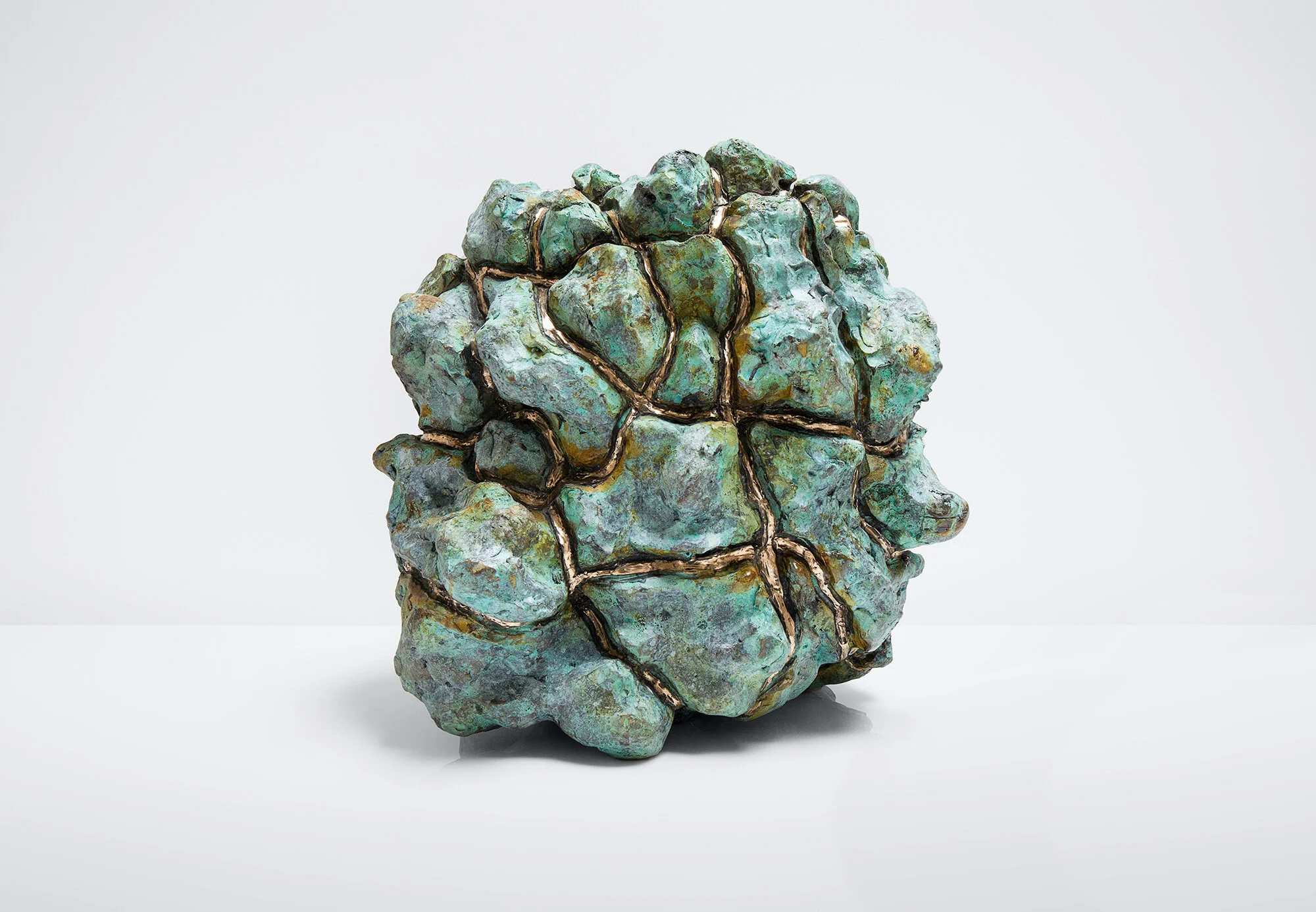   Julia Haft-Candell,  Expanding Turquoise and Orange , 2021, Bronze 12 3/4 x 13 1/4 x 12 1/2 inches. Photo credit: MacKenzie Goodman.  