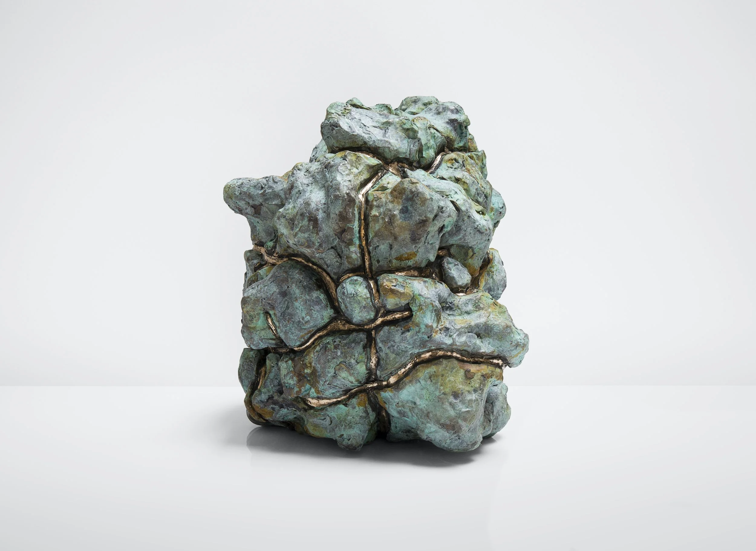   Julia Haft-Candell,  Expanding Turquoise and Orange,  2021, Bronze 12 3/4 x 13 1/4 x 12 1/2 inches. Photo credit: MacKenzie Goodman.  