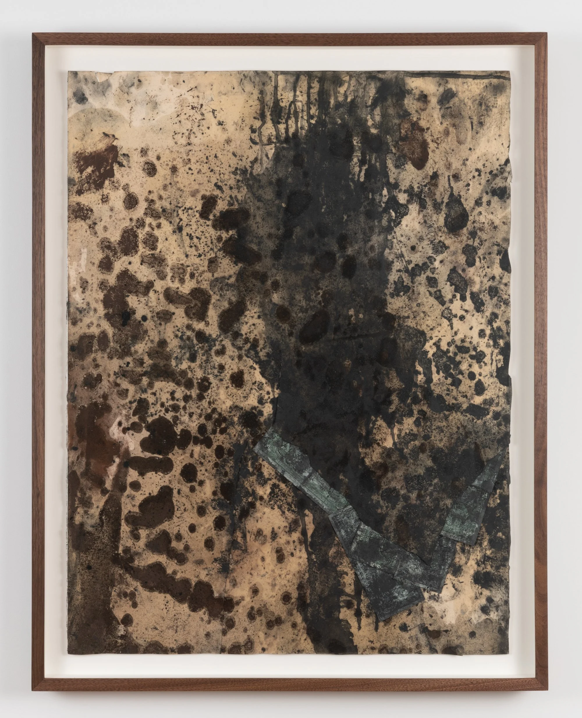   Abigail DeVille,  Oil &amp; $ , 2022, Oil, graphite powder, charcoal powder, American currency on paper, 33-1/2 x 26-1/2 inches. Photo credit: Adam Reich.  